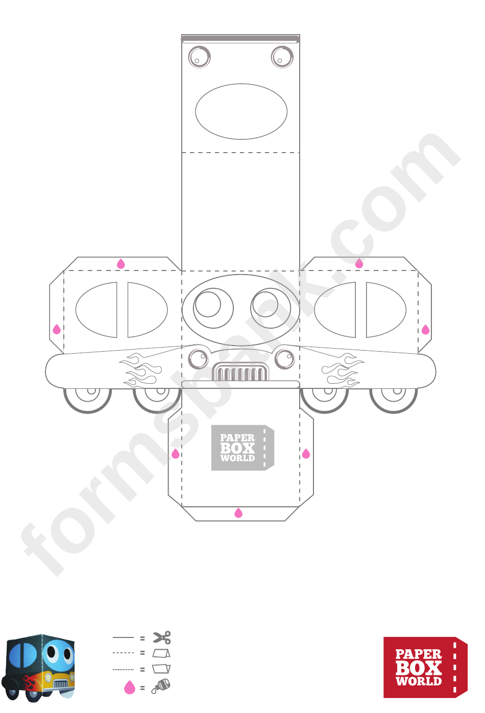 Truck Paper Toy Box Template