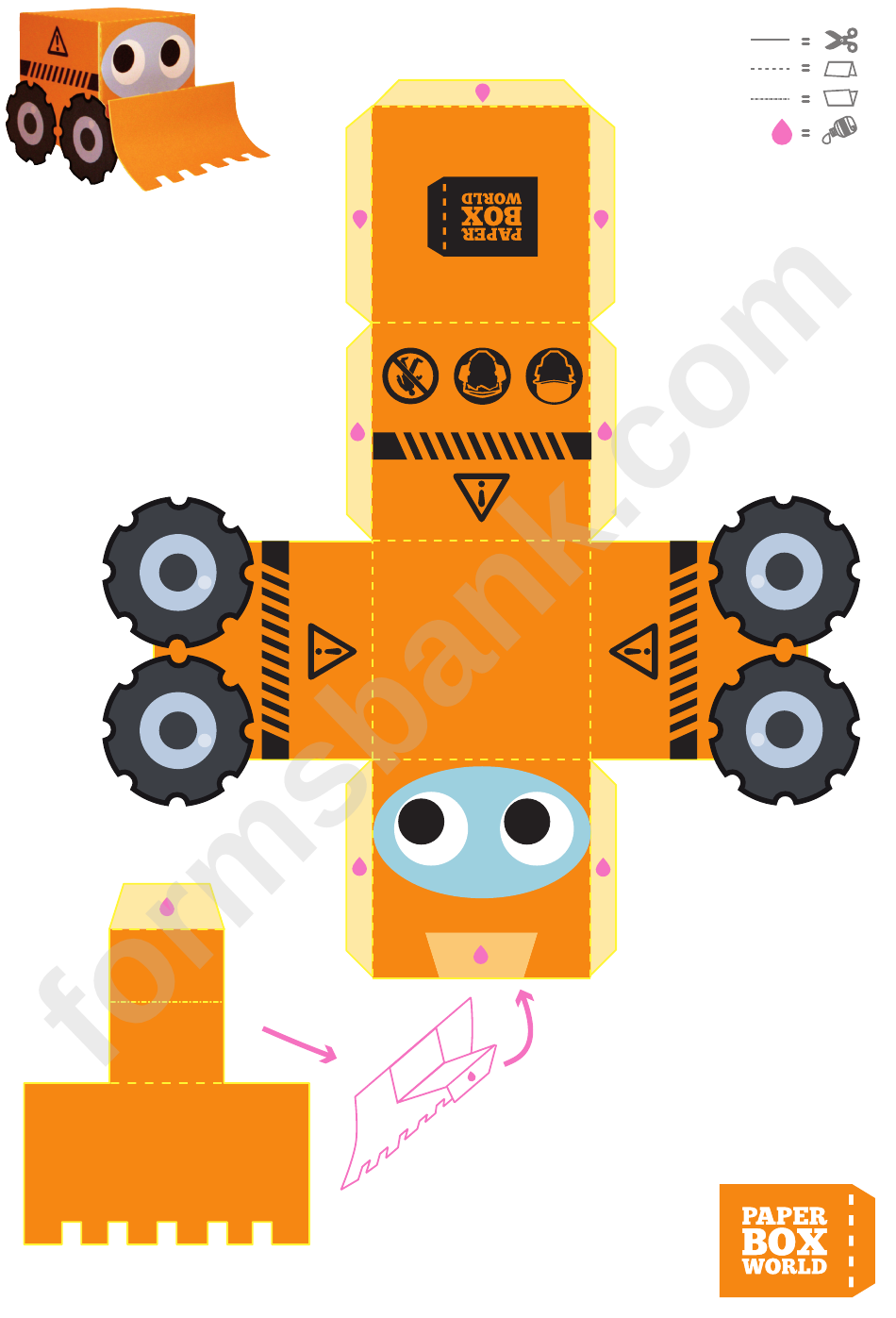 Tractor Paper Toy Box Template