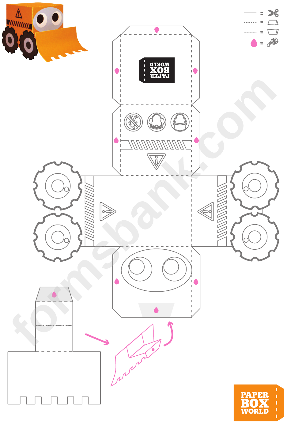 Tractor Paper Toy Box Template