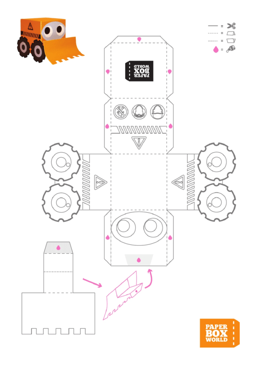 Tractor Paper Toy Box Template Printable pdf