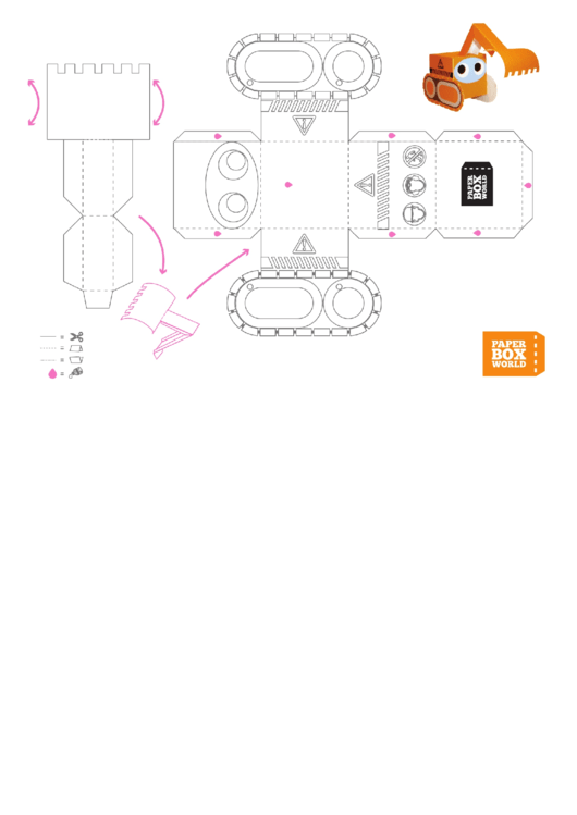 Excavator Paper Toy Box Template Printable pdf