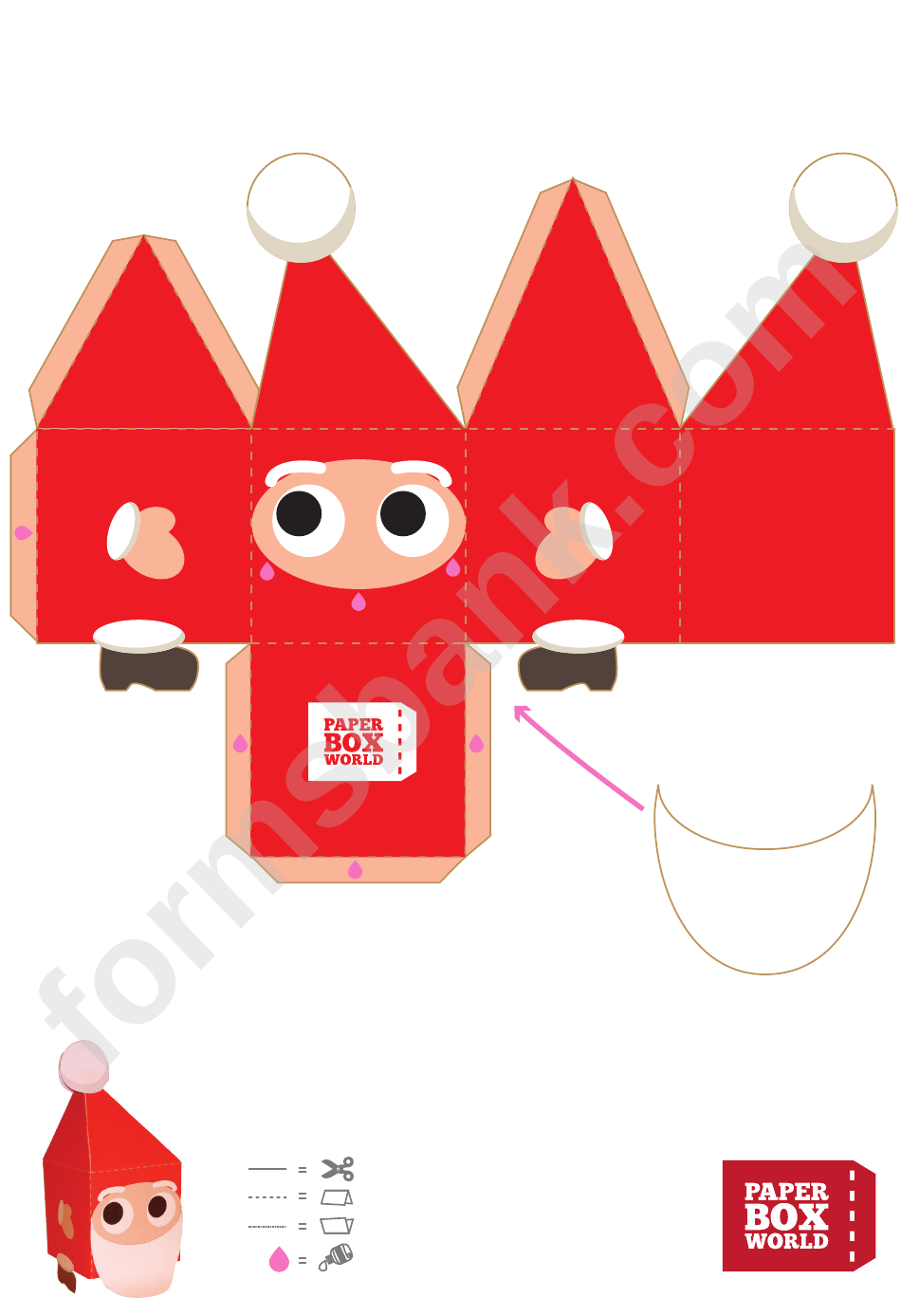 Santa Paper Toy Box Template