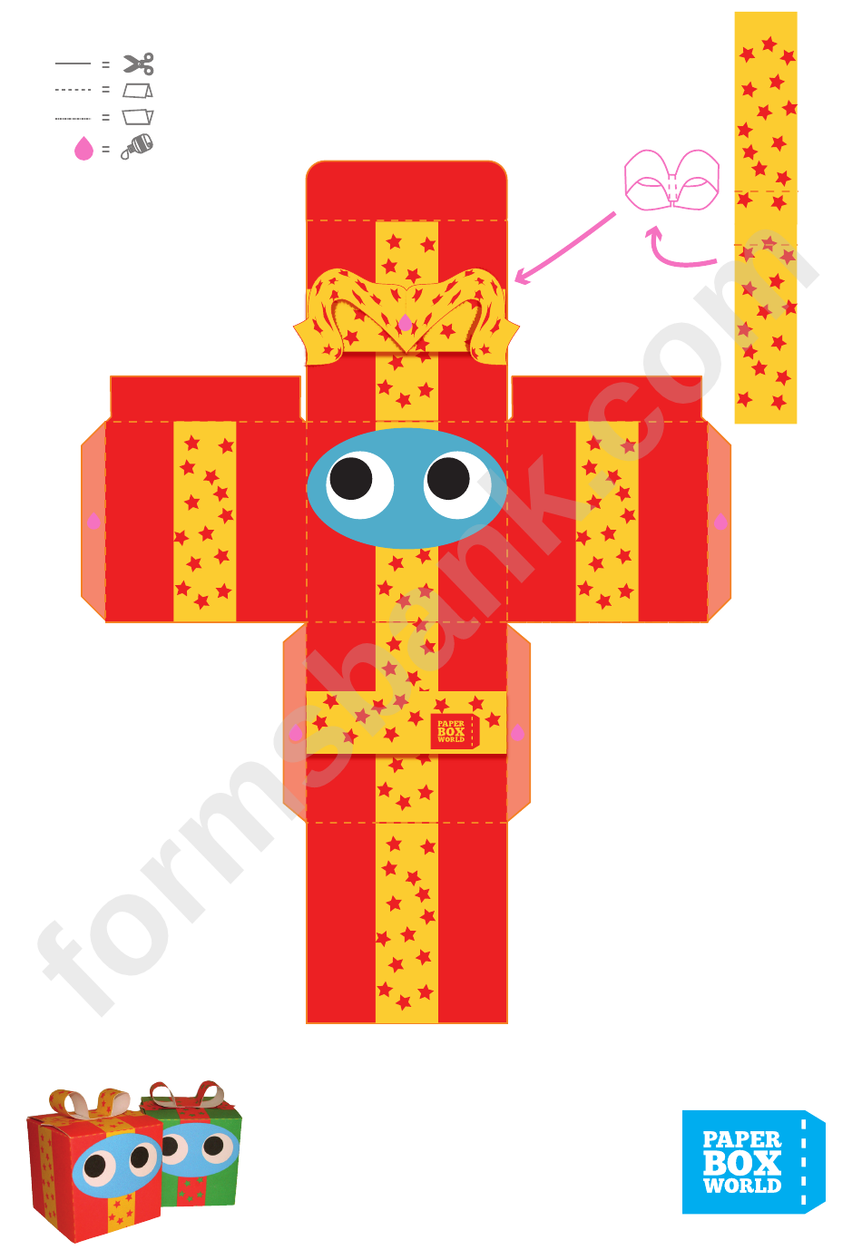 Gift Paper Toy Box Template printable pdf download