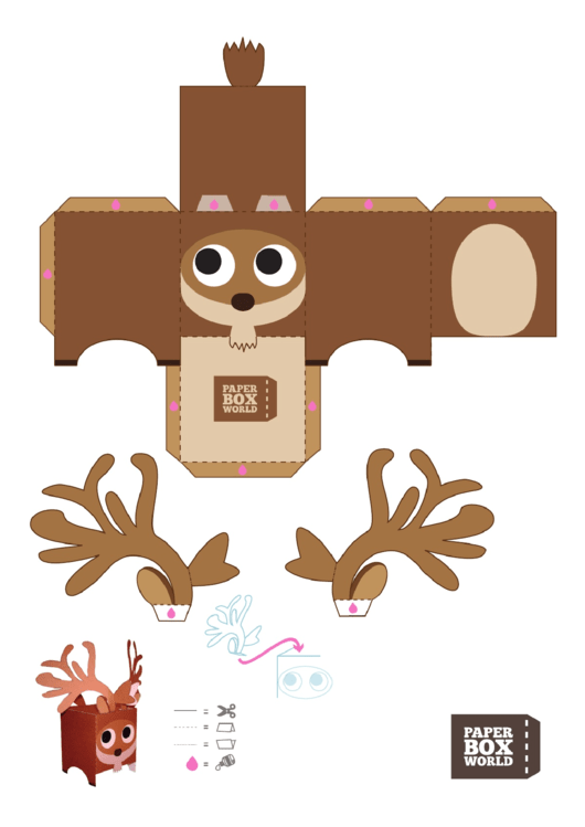 Deer Paper Toy Box Template printable pdf download