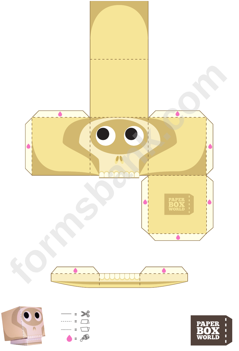 Skull Paper Toy Box Template