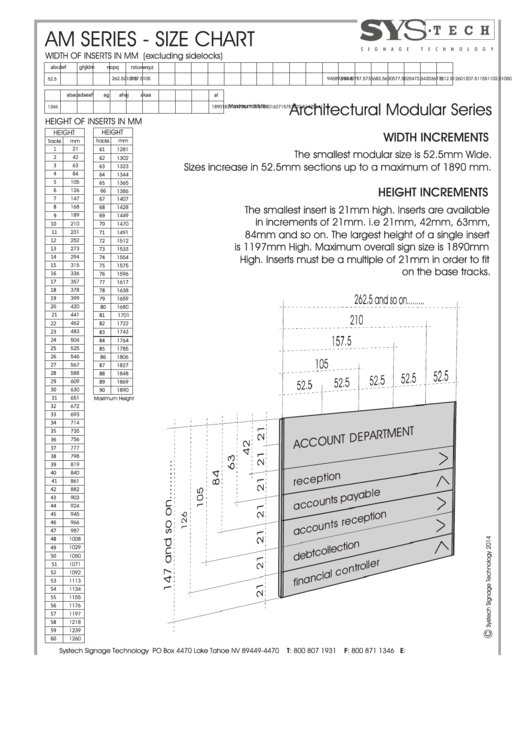 Am Series - Size Chart - Sys Tech Printable pdf