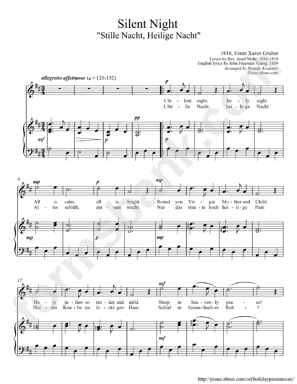 Silent Night Piano Sheet Music Printable Pdf Download