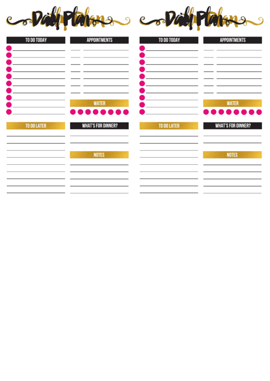 Daily Planning Sheet Printable pdf