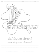 Irish Harp And Shamrock Cursive Practice Sheet