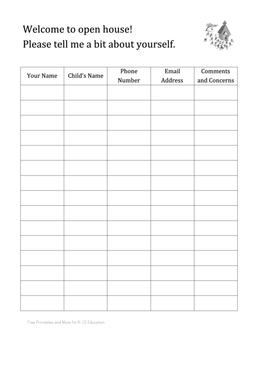 Open House Sign In Sheet Template