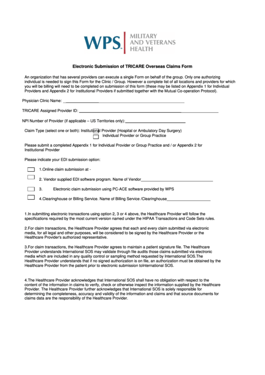 Electronic Submission Of Tricare Overseas Claims Form Printable pdf