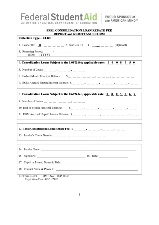 Ffel Consolidation Loan Rebate Fee Report And Remittance Form Printable pdf
