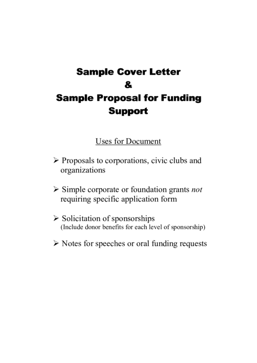 Sample Cover Letter Template & Sample Proposal For Funding Support Printable pdf