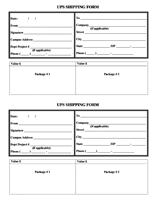 Fillable Ups Shipping Form Printable pdf