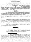 Sample Investment Agreement Template For Michigan Limited Liability Companies Printable pdf