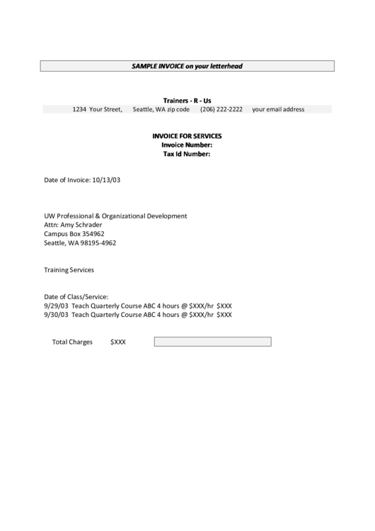 Sample Invoice Template Printable pdf