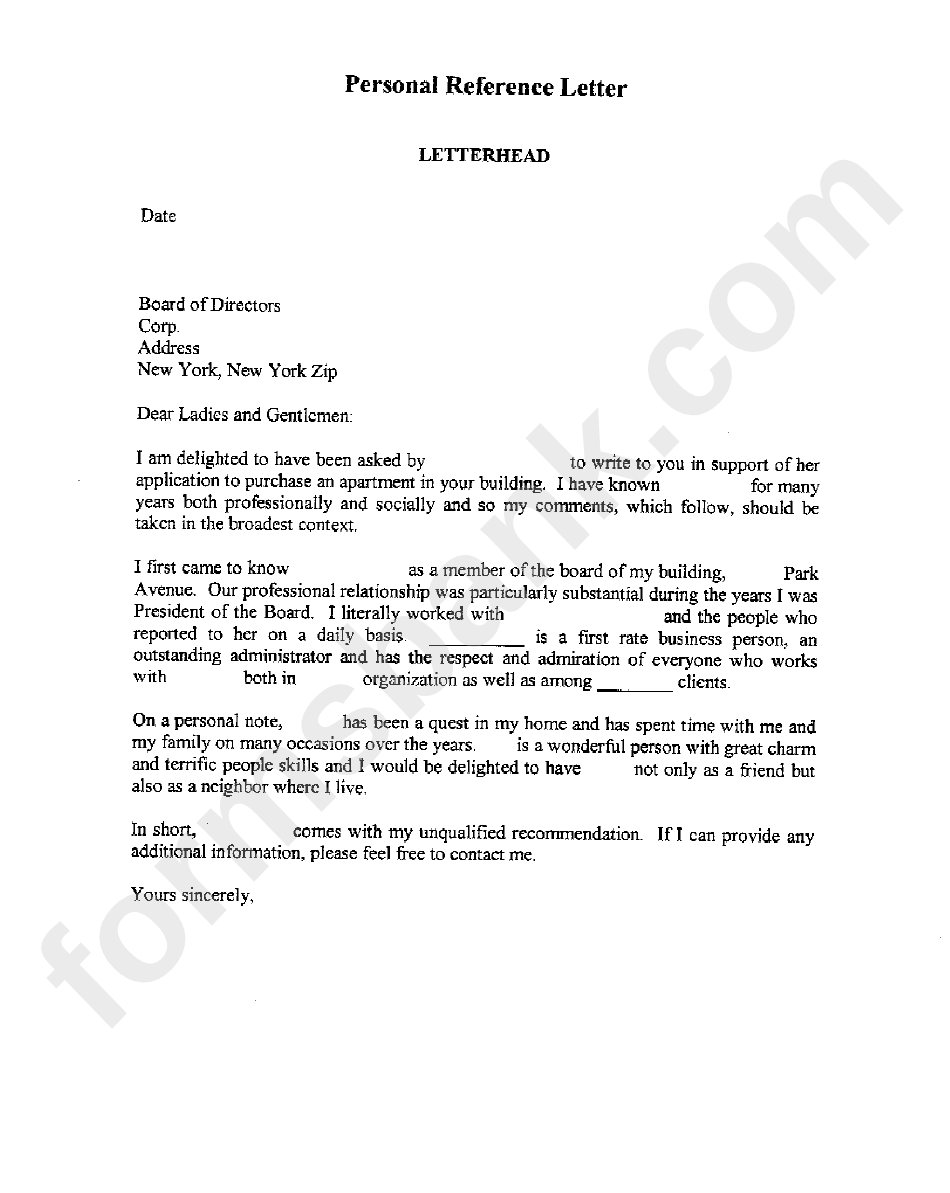 Various Reference Letter Template