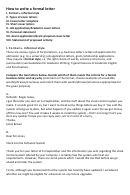 How To Write A Formal Letter Printable pdf
