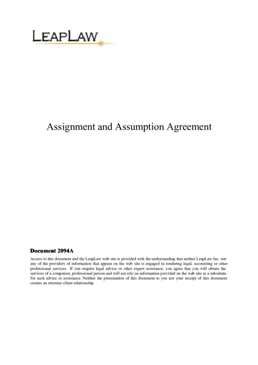 assignment and assumption agreement practical law