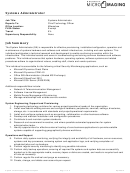 Systems Administrator Job Description Template Printable pdf