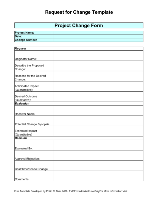 Request For Change Template Printable pdf