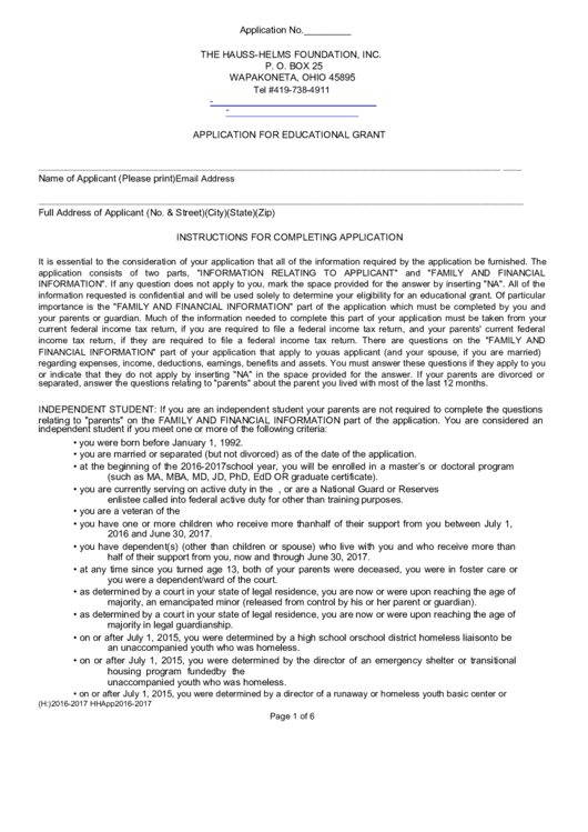 Application For Educational Grant Printable pdf