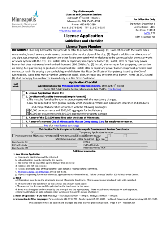 Trade License Application Form (Guidelines And Checklist) Printable pdf