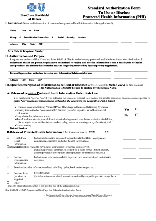 Standard Authorization Form (illinois)