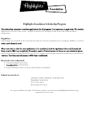 Highlights Foundation Scholarship Application Form