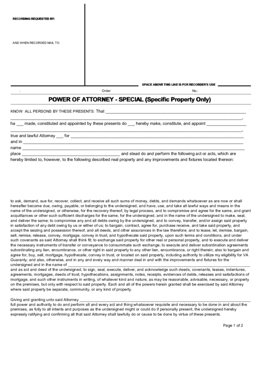 Power Of Attorney Form - State Of California Printable pdf