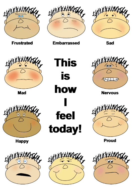 Feelings Chart For Kids - This Is How I Feel Today printable pdf download