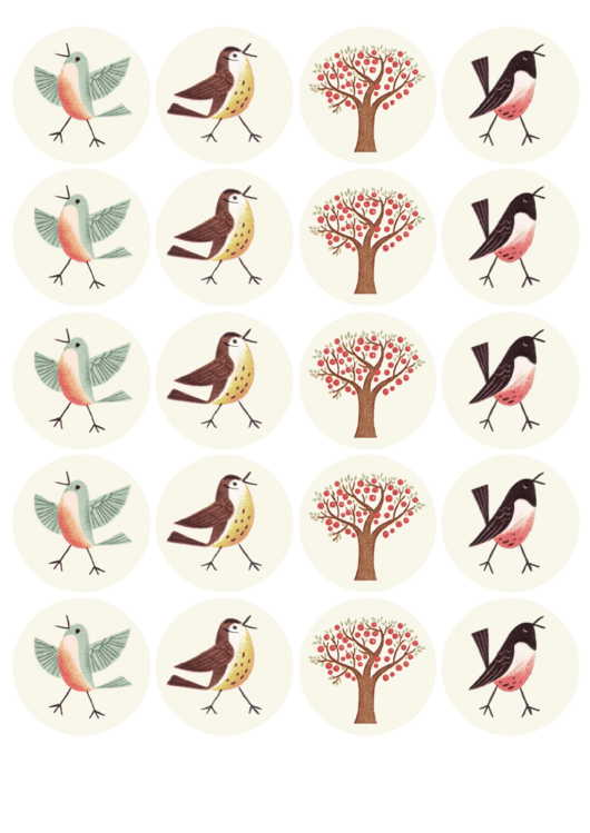 Birds/trees Template Printable pdf