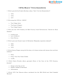 1970s Music Trivia Test Template With Answer Sheet