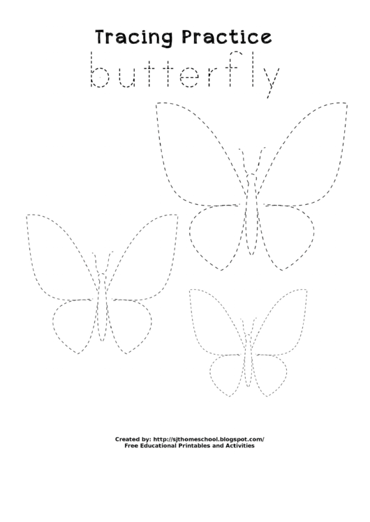 Tracing Practice Sheet - Butterfly Printable pdf