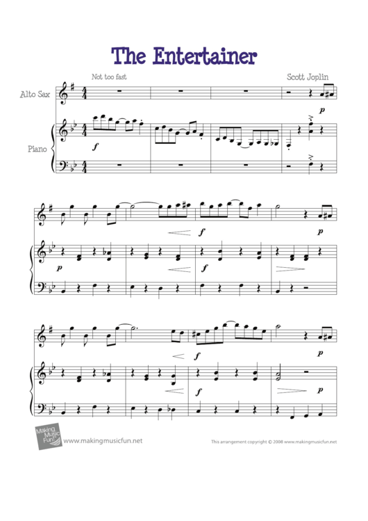 The Entertainer Sheet Music Printable pdf