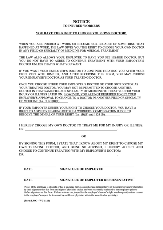 Fillable Physician Choice Form Printable pdf