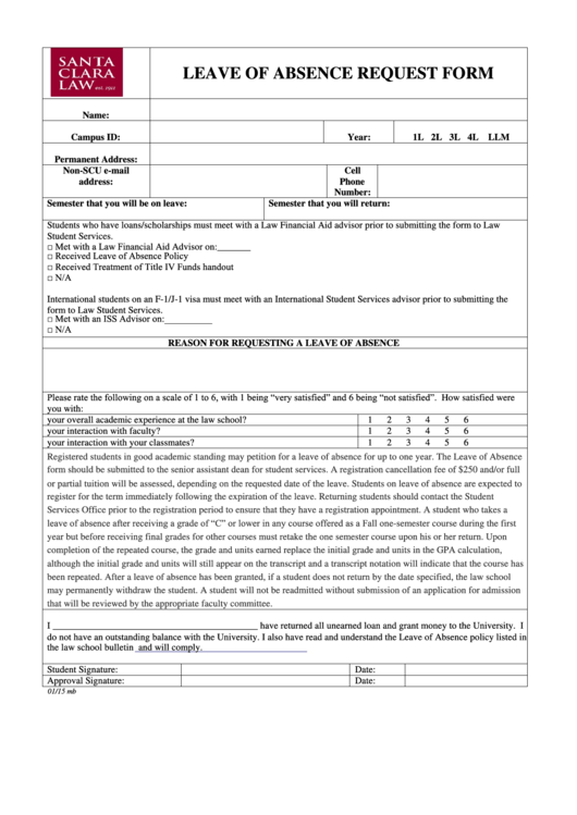 Leave Of Absence Request Form