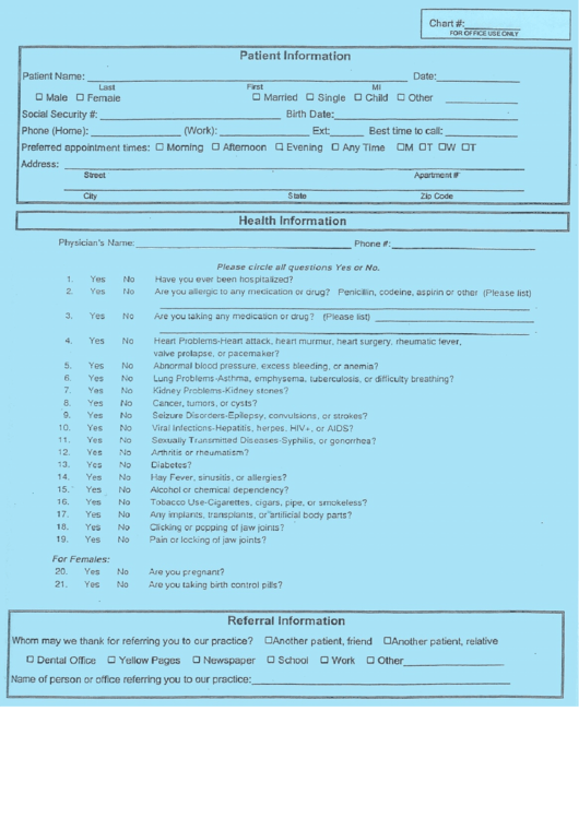 Patient Information Printable pdf