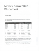Money Conversion Worksheet Printable pdf
