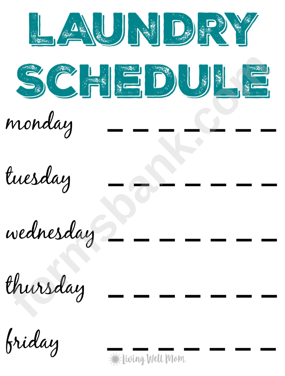 Laundry Schedule Printable Pdf Download