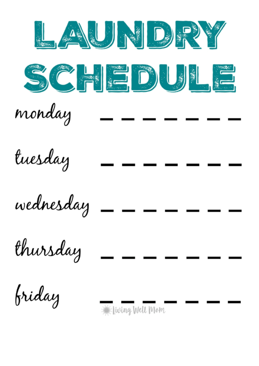 Laundry Schedule Printable pdf