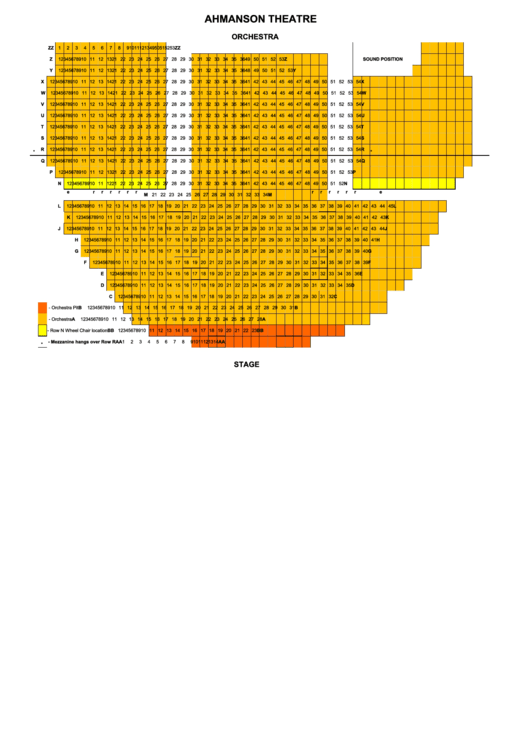 Ahmanson Theatre Orchestra Seating Chart Printable pdf