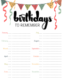 Birthdays List