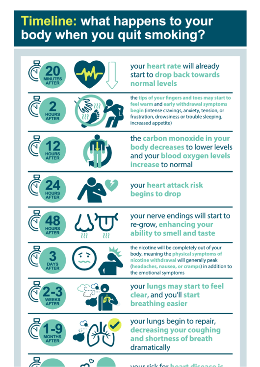 Timeline What Happens To Your Body When You Quit Smoking Printable Pdf 