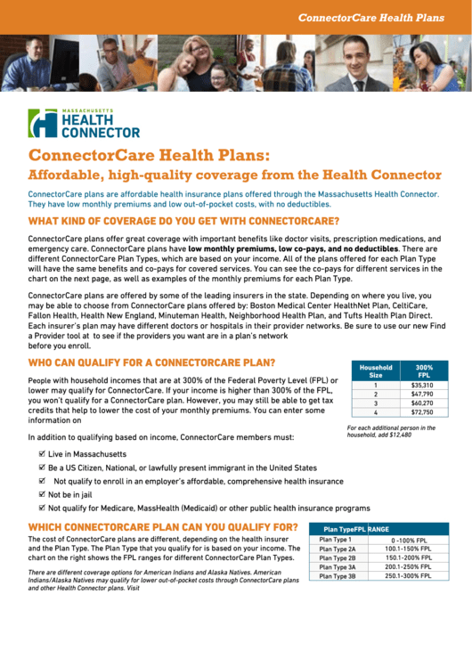 Connector Care Health Plans - Massachusetts Health Connector Printable pdf