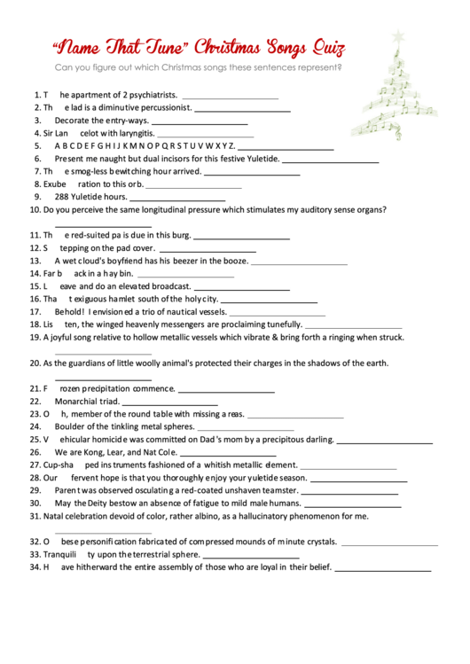 Name That Tune Christmas Song Quiz Template printable pdf download