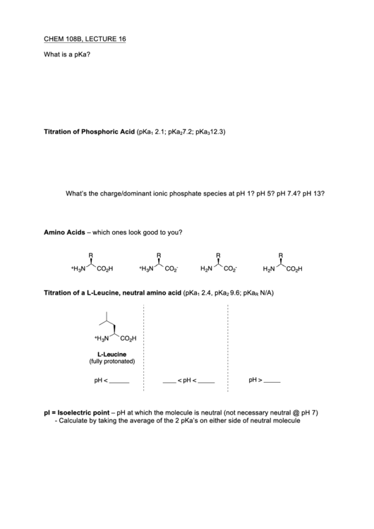 Amino Acid Pka Chart Printable pdf