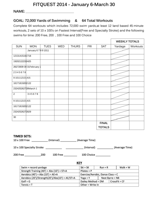 Fit Quest Chart Printable pdf