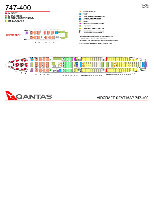 Boeing 747-400 Aircraft Seat Map Printable pdf