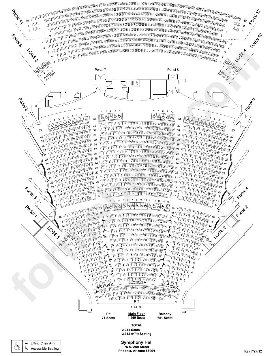 Seating Chart Symphony Hall Phoenix printable pdf download